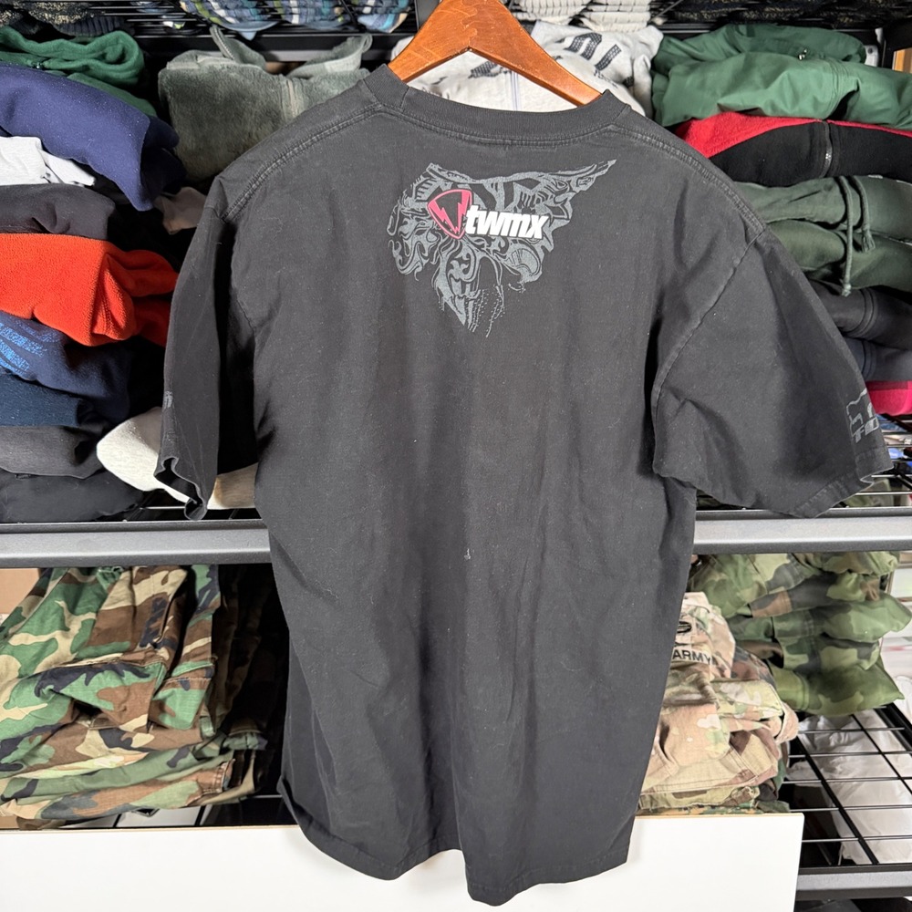 Y2K Mens Black Fox Racing Graphic T Shirt XL Moto Cross MX Gear Apparel - Picture 3 of 6